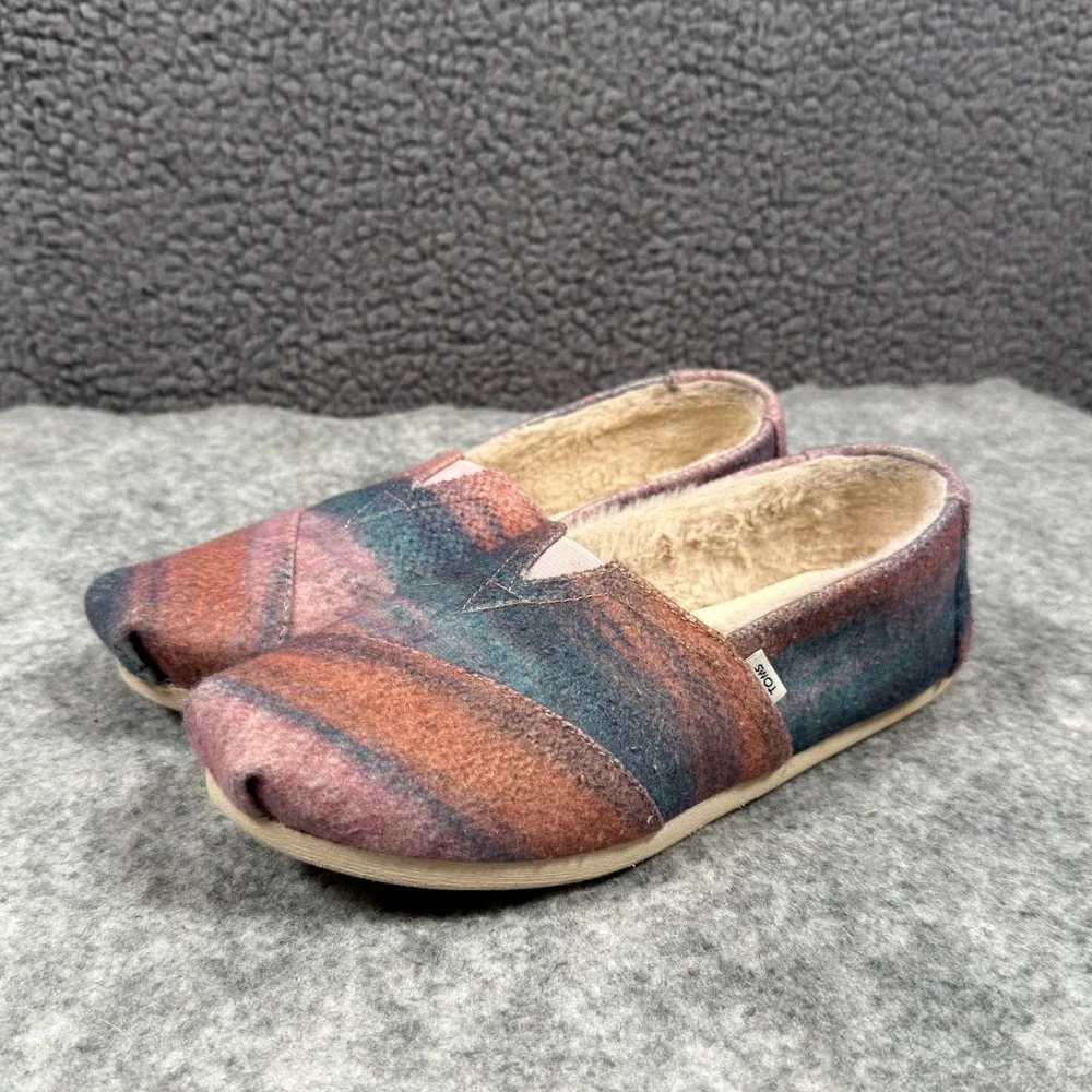 TOMS Womens Alpargata Faux Shearling Lined Slip On Shoes Multi Color Size 8.5